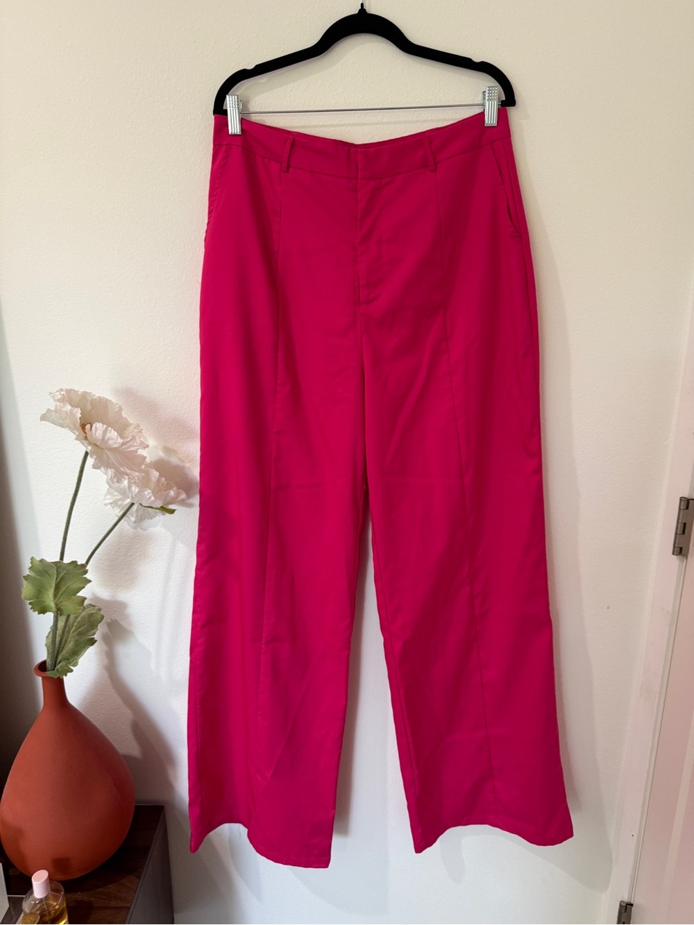 Nasty Gal Hot Pink Wide-Leg High-Rise Pants